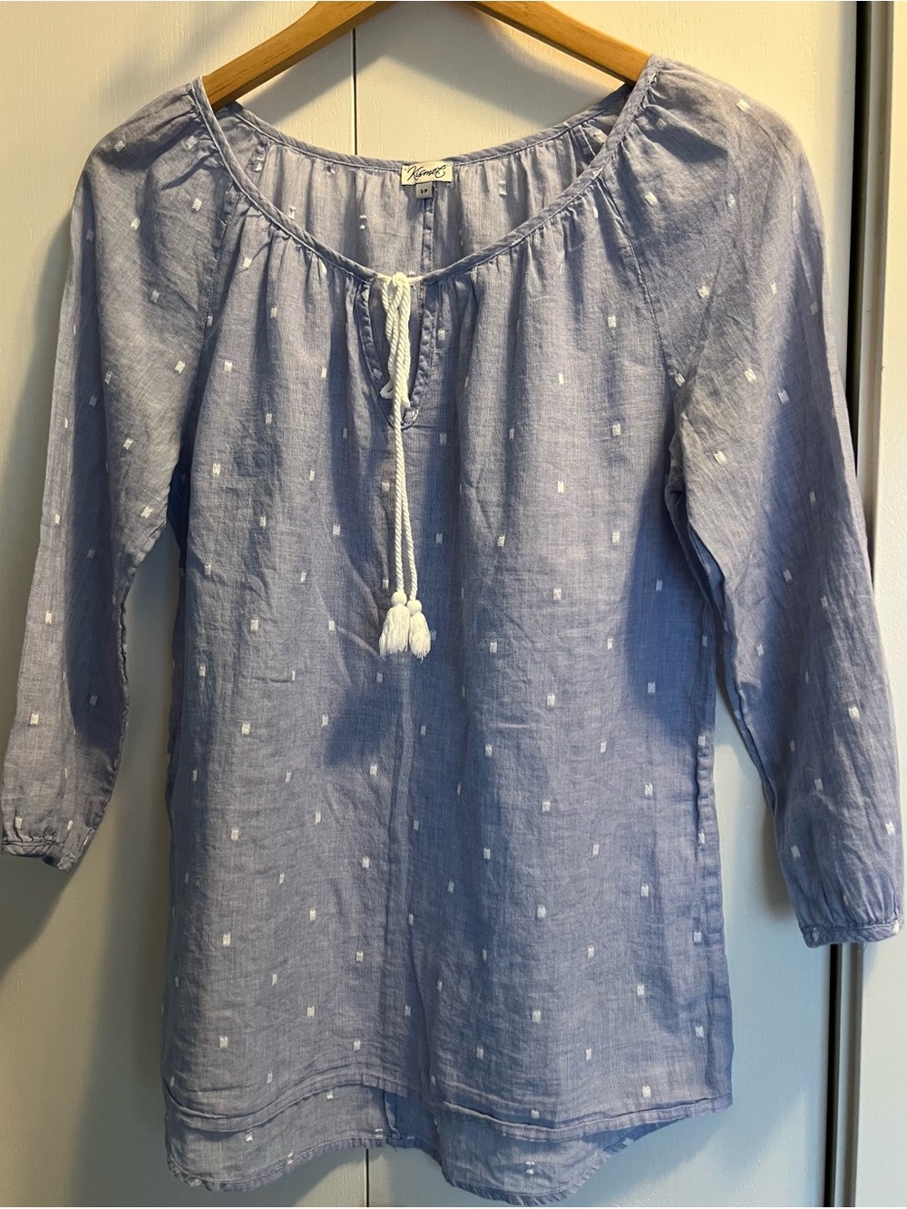 Vineyard Vines Light Blue Dot Tie-Neck Tunic